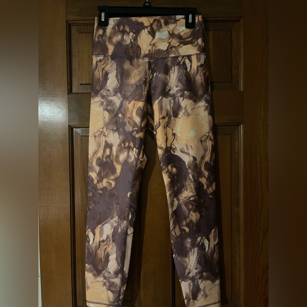 Wildfox Marble Print Leggings - Brown and Tan
